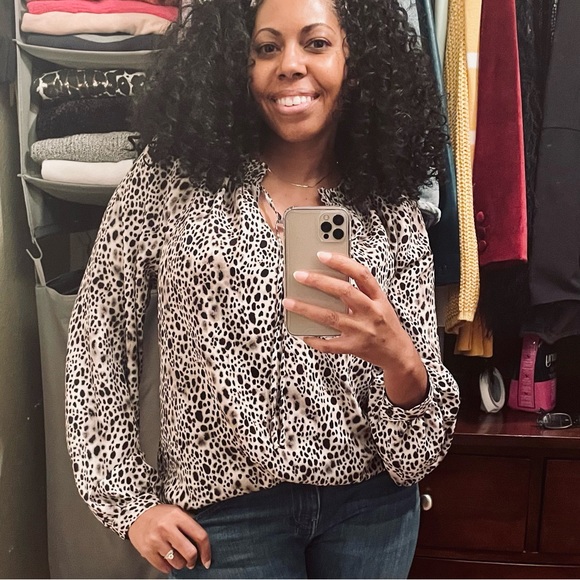 A NEW DAY Tie Front Blouse | Black Leopard Print | Large - Picture 12 of 13